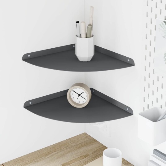 vidaXL Flytende hylle med hylle 2 pcs Antrasitt 30 x 30 x 2 cm