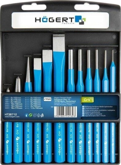 Högert Technik 12-delt Meisel- og Slagsett i Kromvanadium Högert Technik 12-delt Meisel- og Slagsett i Kromvanadium