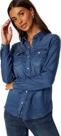 VILA Bista Denim Shirt Dark Blue Denim XL