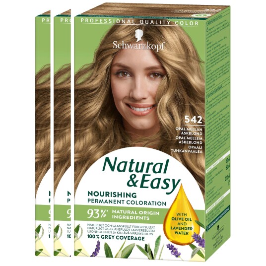 Schwarzkopf Natural&Easy 542 Opal Mellan Askblond 3-pack Schwarzkopf Natural&Easy 542 Opal Mellan Askblond 3-pack