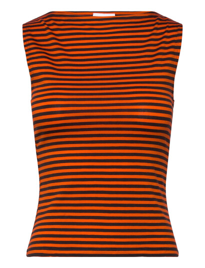Weekday Annie Striped Sleeveless Boat Neck Top   Orange   S