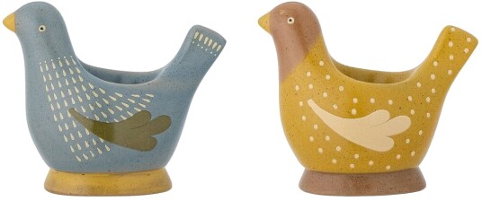 Bloomingville Birdy eggeglass 2 stk. Blue yellow