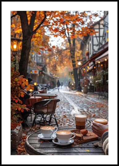 Cozy Autumn Café Scene Plakat Plakat / 50x70cm