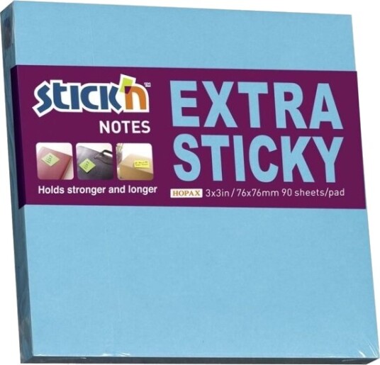 Notes Bnt Stick´N Extra Sticky Blå 76X76mm 12 Stk.