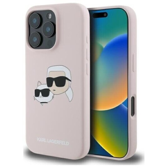 Karl Lagerfeld iPhone 16 Pro MagSafe Deksel med Nauble Heads - Rosa