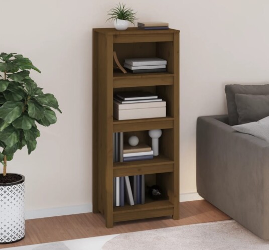 vidaXL Bokhylle honningbrun 50x35x125,5 cm heltre furu