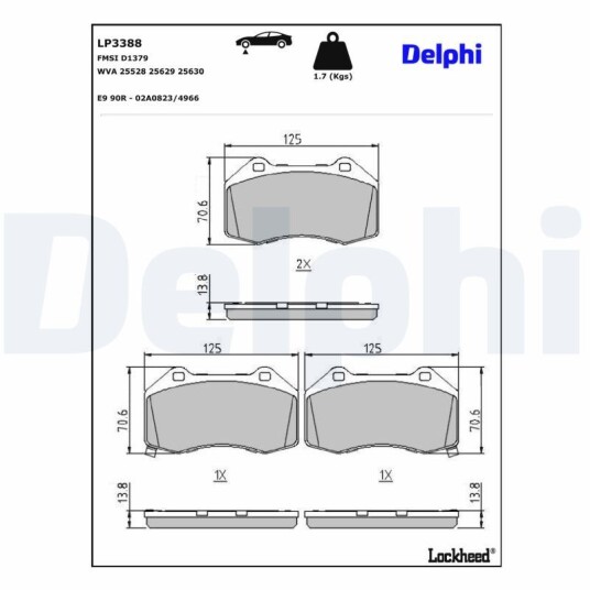 Bremseklosser DELPHI LP3388 Bremseklosser DELPHI LP3388