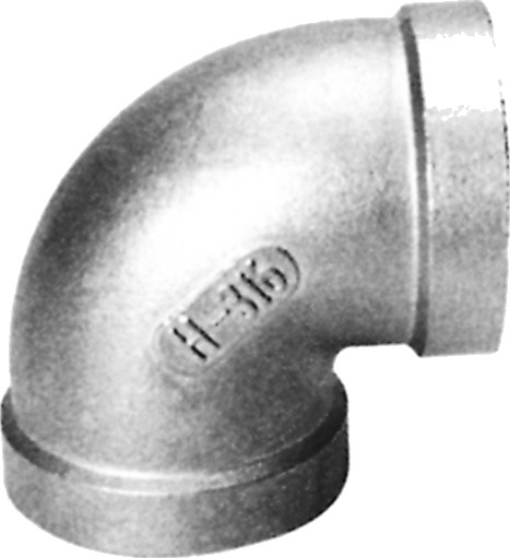 1,1/4" vinkel 90° pipe/pipe AISI 316 1.1/4 inch