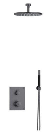 Tapwell Box7268 Takdusj Innbygging - Takmontert Brushed Black Chrome / 85mm Ø250mm (TA-9425008)