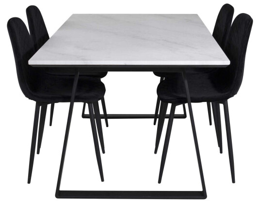 Venture Design Estelle & Polar spisegruppe Hvit/svart 4 st stoler & bord 140 x 90 cm