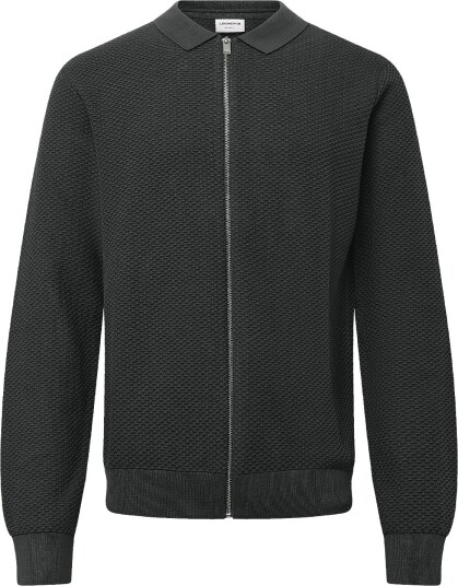 Lindbergh Structure L/S Polo Zip Cardigan - GRANITE GREEN - XXL