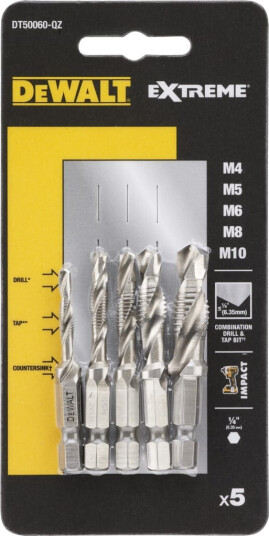 Dewalt Gjengetappsett 5 deler for Metall - Impact Ready, DT50060
