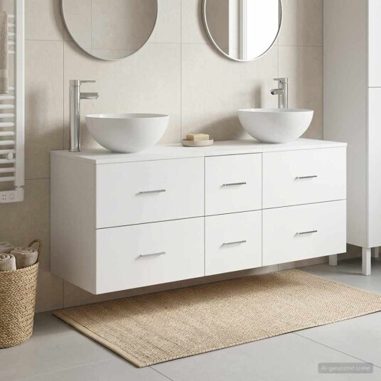 vidaXL Baderomsskapsett 3 stk. Hvit 49,5 x 41 x 64,5 cm Konstruert tre vidaXL Baderomsskapsett 3 stk. Hvit 49,5 x 41 x 64,5 cm Konstruert tre