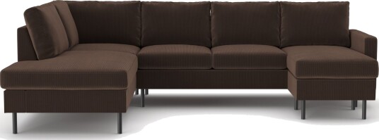 Peppe 4 seters Venstrevendt U formet Sofa med Divan og Sjeselong i Manchester Brun