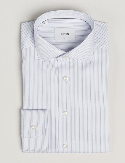 Eton Slim Fit Fine Twill Striped Shirt Light Blue
