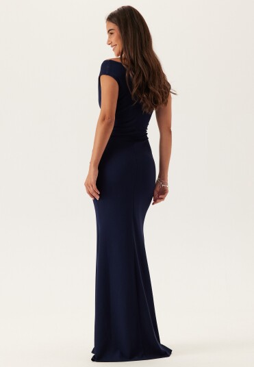 Goddiva Bardot Pleat Maxi Dress Goddiva Bardot Pleat Maxi Dress
