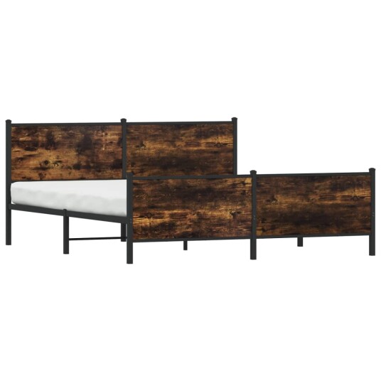 Sengeramme i metall uten madrass røkt eik 180x200 cm 3301355 Sengeramme i metall uten madrass røkt eik 180x200 cm 3301355