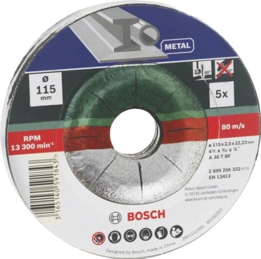Bosch Tilbehør A 30 S Bf Kappskive Vinklet 115 Mm 22,23 Mm 5 Stk. 2609256332 Bosch Tilbehør A 30 S Bf Kappskive Vinklet 115 Mm 22,23 Mm 5 Stk. 2609256332