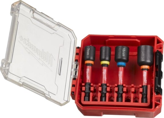 Milwaukee SHOCKWAVE 4 Delers Sekskanthylse Mag Sats 1/4" Hex