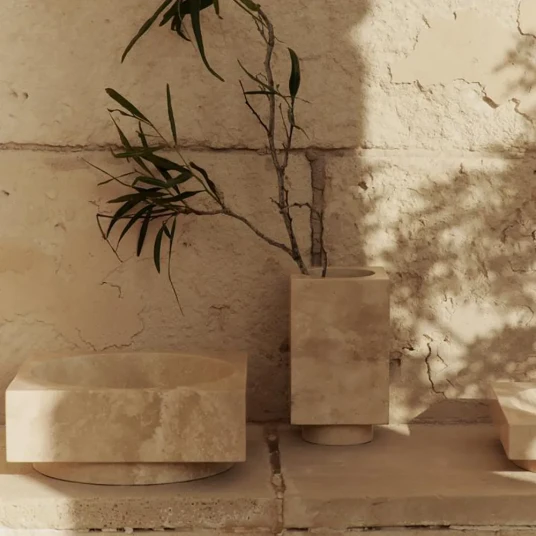 Ferm Living Hew High Centrepiece   Travertine