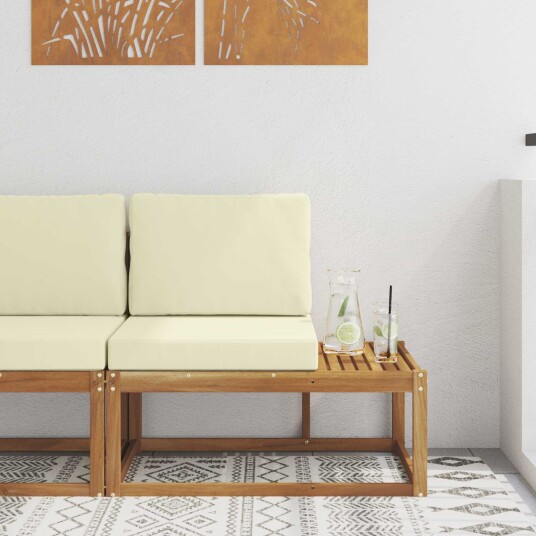 vidaXL Utendørs End Sofagruppe med pute Naturlig 91 x 63 x 73 cm