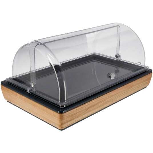 VEGA Buffetsystem komplett Montana eik melamin svart GN 1/1; Størrelse GN 1/1, 57x36.5x27.4 cm (LxBxH); Eik/Transparent/Svart; Rektangulær
