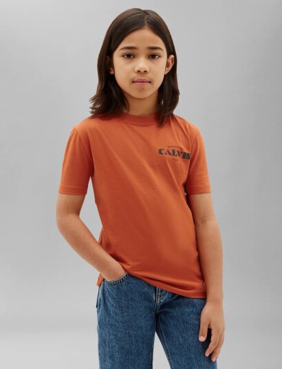 Calvin Klein Calvin Small Chest Print Tee Ss   Orange   170