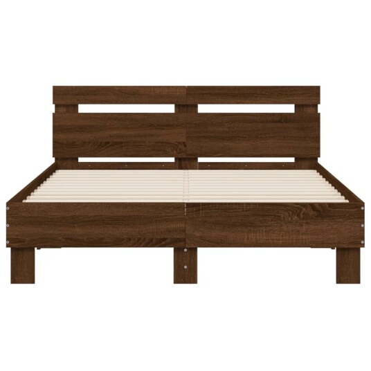 vidaXL Sengeramme med hodegavl brun eik 135x190 cm konstruert tre 8721012246645