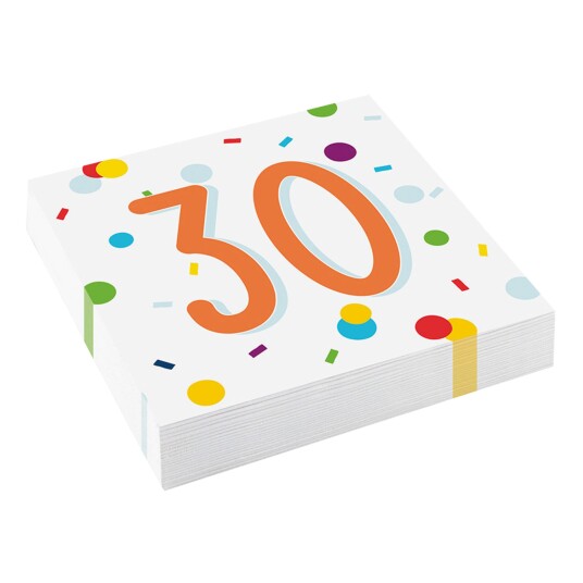 Servietter Confetti Birthday 30 20 pakning