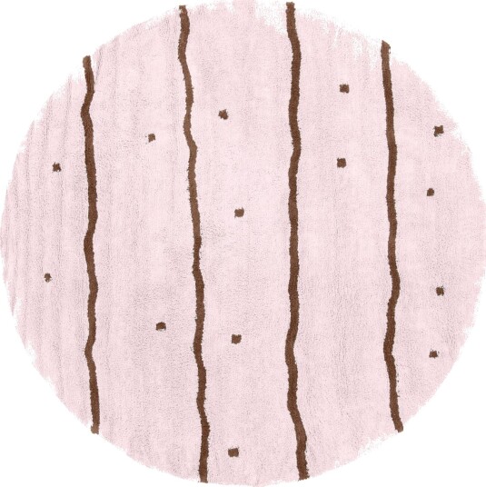 Rundt teppe Leora Natural Cotton Shaggy rosa/brun Størrelse: Ø 200 cm