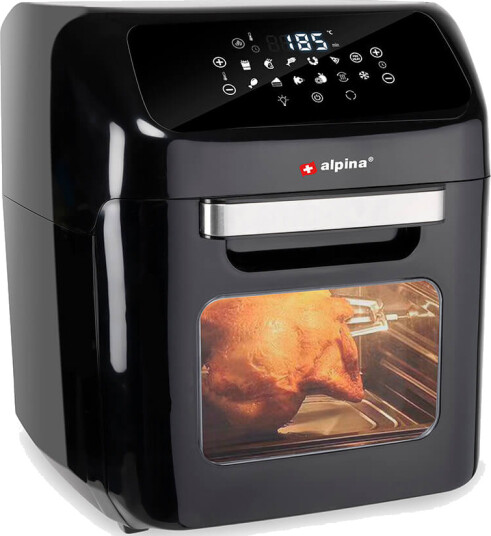 Alpina 12L 1800W Airfryer Ovn med Timer og Avtagbar Skål Svart Alpina 12L 1800W Airfryer Ovn med Timer og Avtagbar Skål Svart