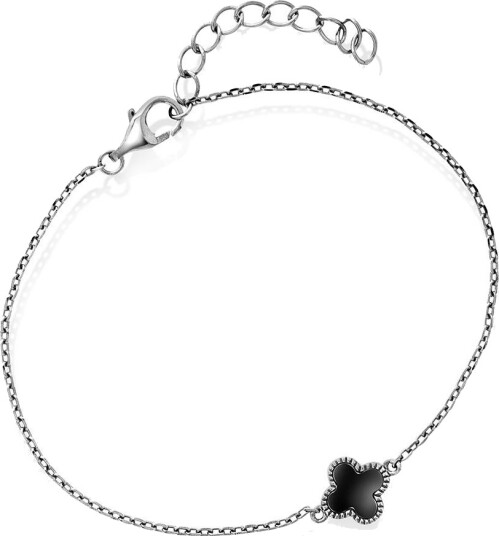 Pan Jewelry Kløver armbånd i 925 sølv med sort agat