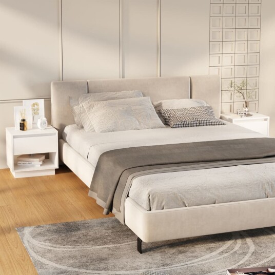 vidaXL Nattbord 2 stk hvit 45x34x44 cm sponplate