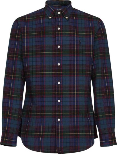 Polo Ralph Lauren Custom Fit Plaid Brushed Oxford Shirt Green XL
