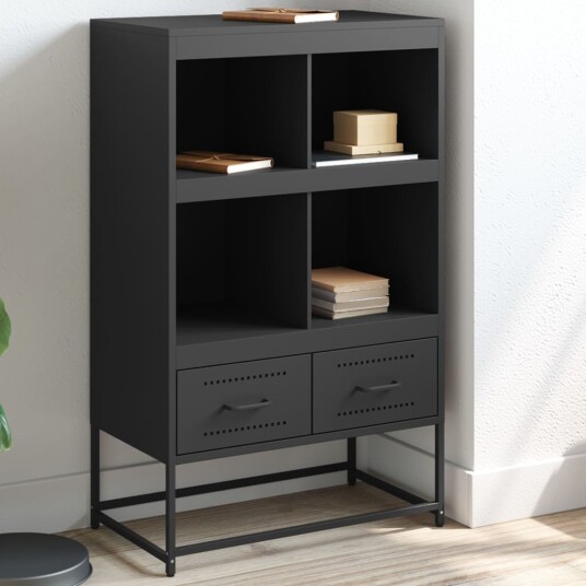 Highboard svart 68,5x39x111,5 cm kaldvalset stål