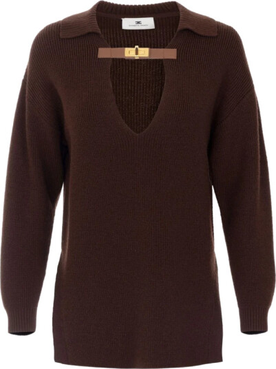 Elisabetta Franchi Dame Strikkevarer Brun XS,