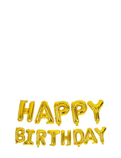 Joker Folieballong Gulltekst Happy Birthday Multi Patterned 40cm