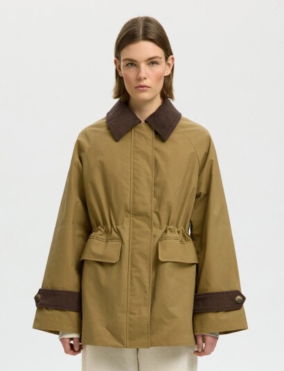 Selected Slfwilma Waxed Clair Jacket Noos   Brown   40