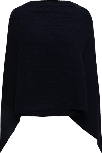 Gant Wool Cable Poncho   Navy   ONE SIZE