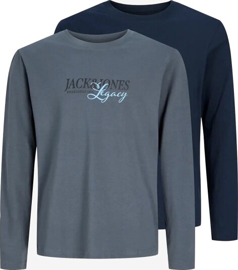 Jack & Jones Jjjade Tee Ls Crew Neck 2Pk Mp Jnr - NAVY BLAZER - 128