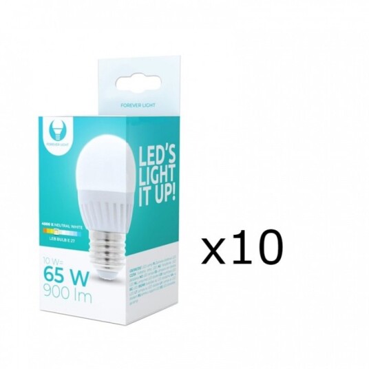 LED-Lampa E27 G45 10W 230V 4500K Keramisk 10-pack Vit neutral