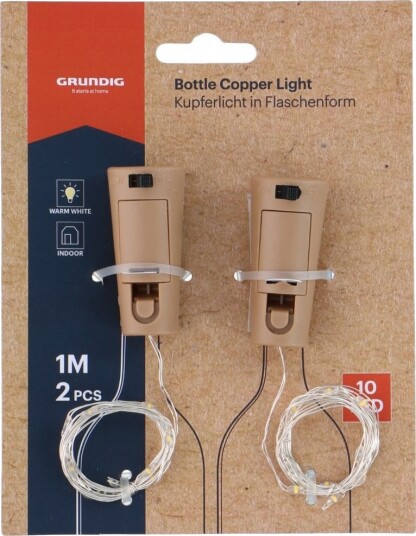Grundig flaske lys LED 1 m 2 pk / LED flaske lys 10 LED / dekorative flaske lys batteridrevet