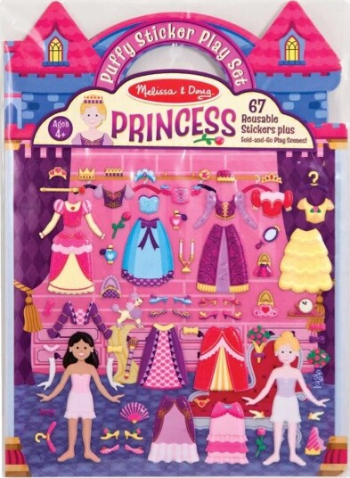 Melissa & Doug Gjenbrukbare Puffy Klistremerker Prinsesser 67 Deler 4+ År