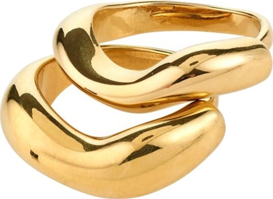 Pilgrim Callaway Rings 2 In 1 Set Gold Plated Gold ONE SIZE Pilgrim Callaway Rings 2 In 1 Set Gold Plated Gold ONE SIZE