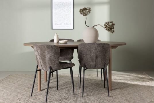 Venture Home Andy Spisegruppe 180 cm Oval med 4 Modesto Stoler Sort