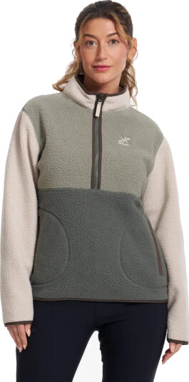 Revolutionrace Canyon Half zip Pile Fleece Dame Peyote/Shadow Green 4XL Dame Overdeler Fleece & midlayers