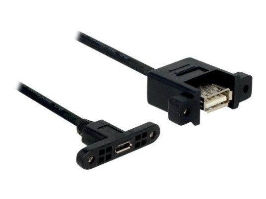 Delock Panel-mount - USB-kabel - USB til Micro-USB Type B - 1 m