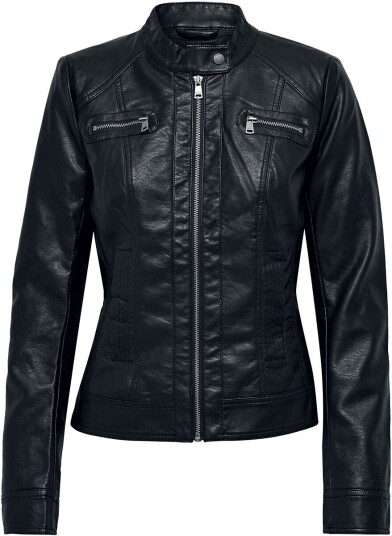 Only Jakke i kunstskinn Bandit Faux Lær Biker XS til XL Damer svart