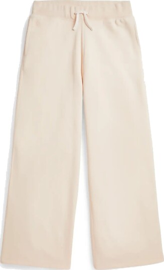 Ralph Lauren Kids French Terry Wide Leg Sweatpant   Cream   132 140