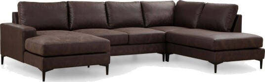 Svanabyn Sofa m. Divan og Sjeselong 4 seter   Mørkebrun